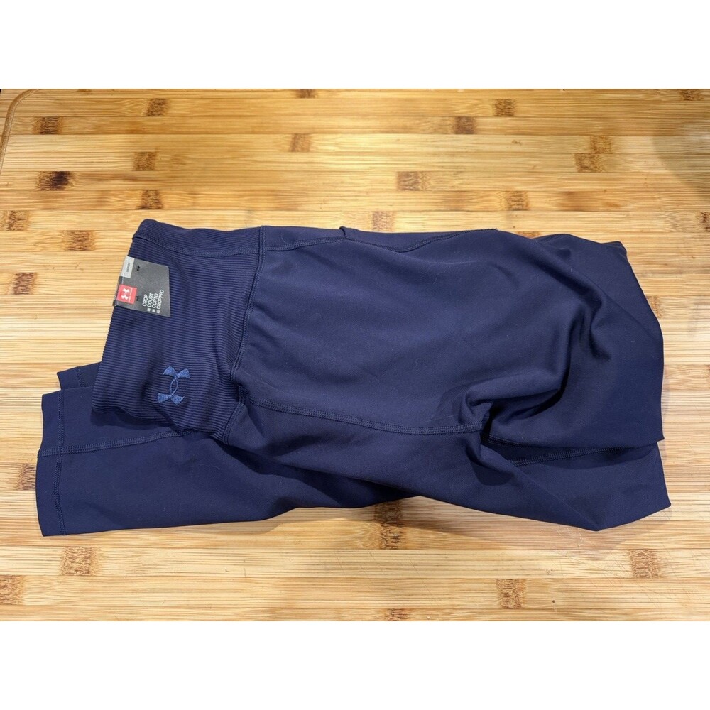 Under Armour HeatGear Leggings Navy Blue Small High Waisted Back Logo Crop NWT